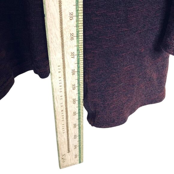 Groceries Apparel Drape Front Cardigan Sweater Small Open Front Burgundy Pockets - Picture 7 of 11